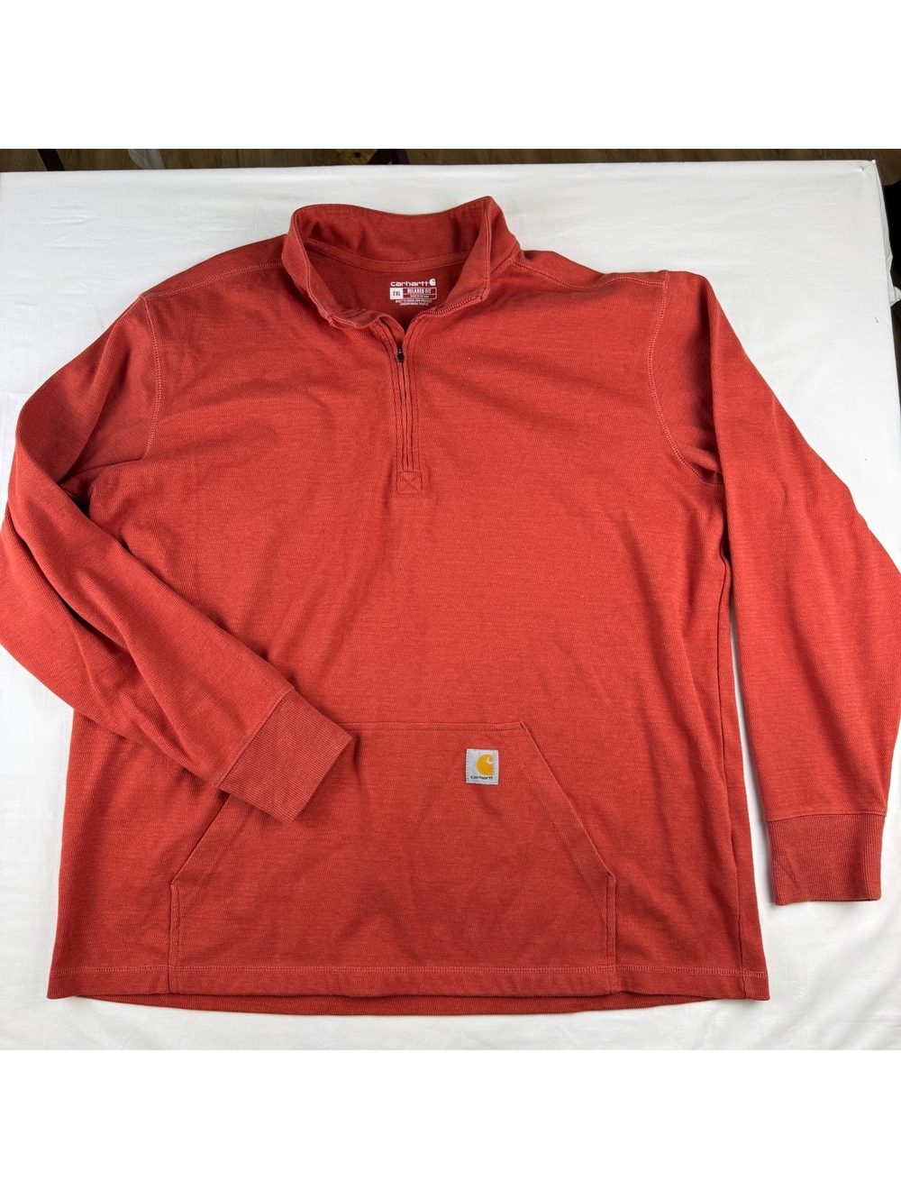 Carhartt Men's 2XL Relaxed Fit Quarter Zip Pullover Sweatshirt in Rust Red